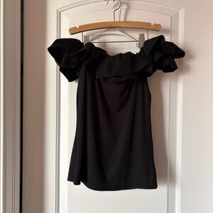 Black Off-Shoulder Ruffle Top